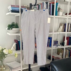 A New Day Womens Striped Pants Size 12R Side Zip Skinny Ankle Black White NWT